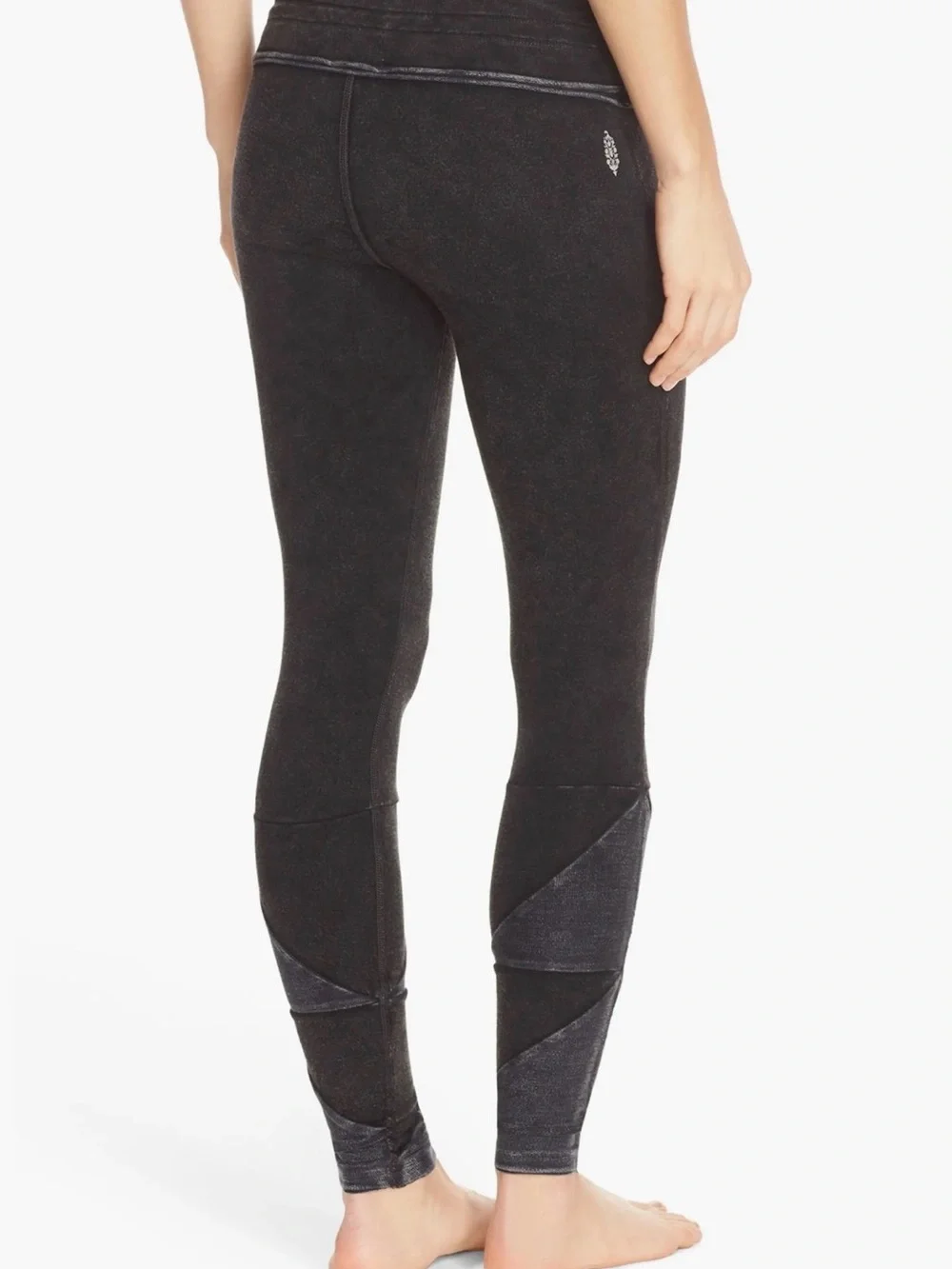 Free People Kyoto Black Washed Drawstring Patch-Pocket Leggings